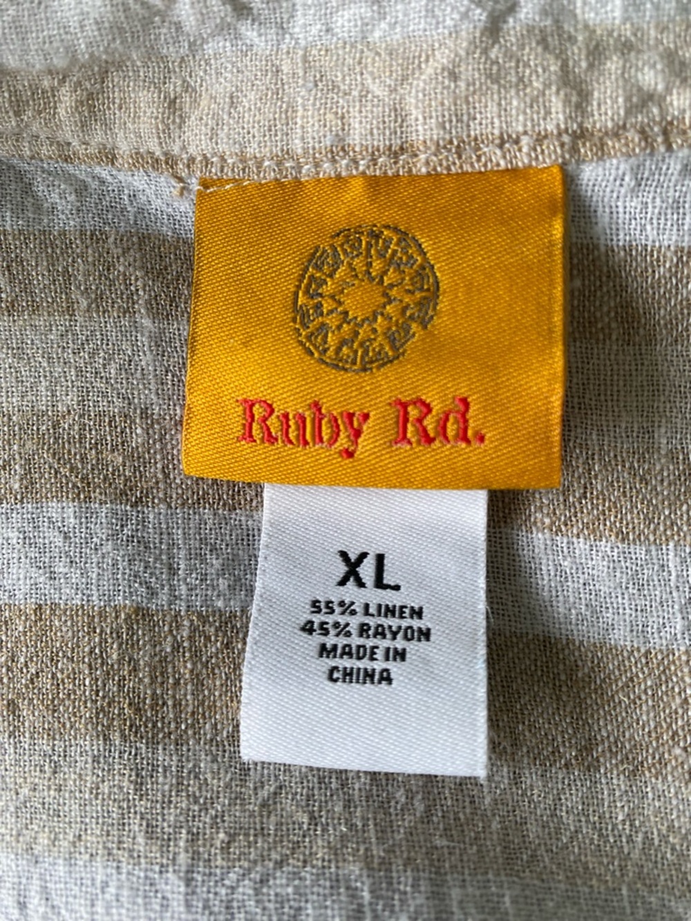 Ruby Rd. Cream and White Striped Button-Neck Tunic - Picture 2 of 3